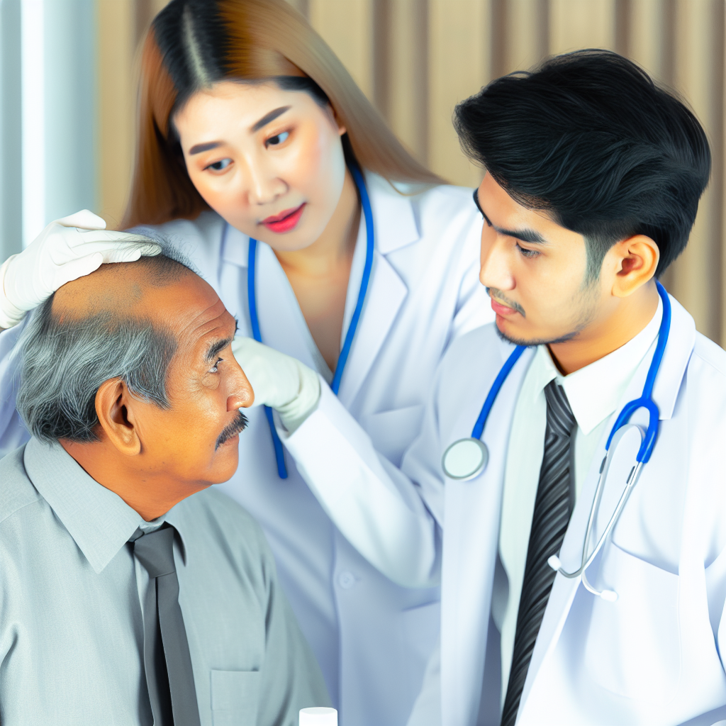 پزشک متخصص، در حال مشاوره درمان ریزش مو.