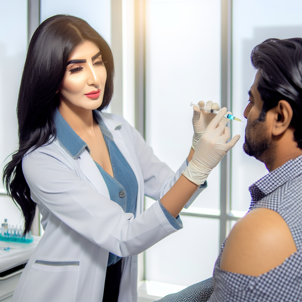 یک پزشک در حال تزریق بوتاکس