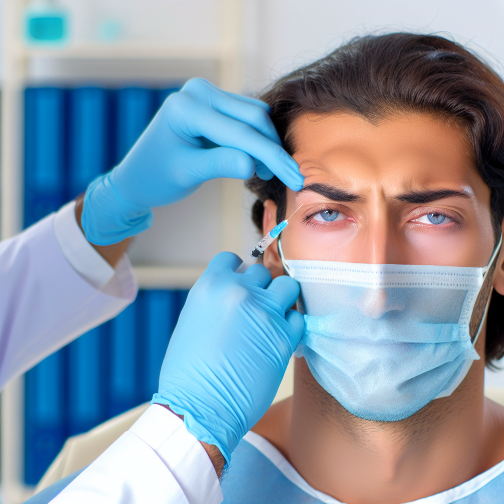 پزشک در حال تزریق بوتاکس است.