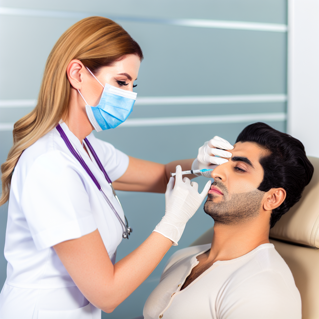 پزشک تزریق بوتاکس برای چین‌های صورت.