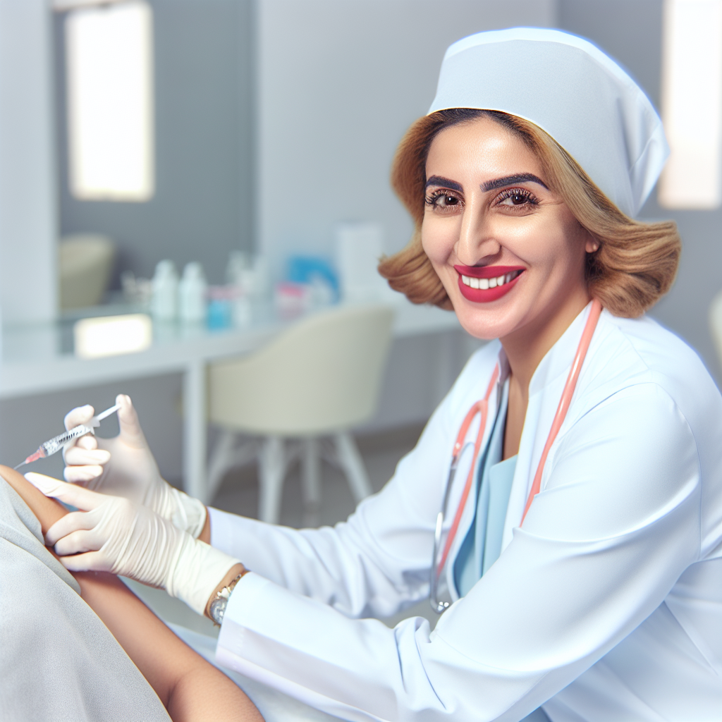 دکتر منیرالسادات میرنصیری در حین تزریق بوتاکس
