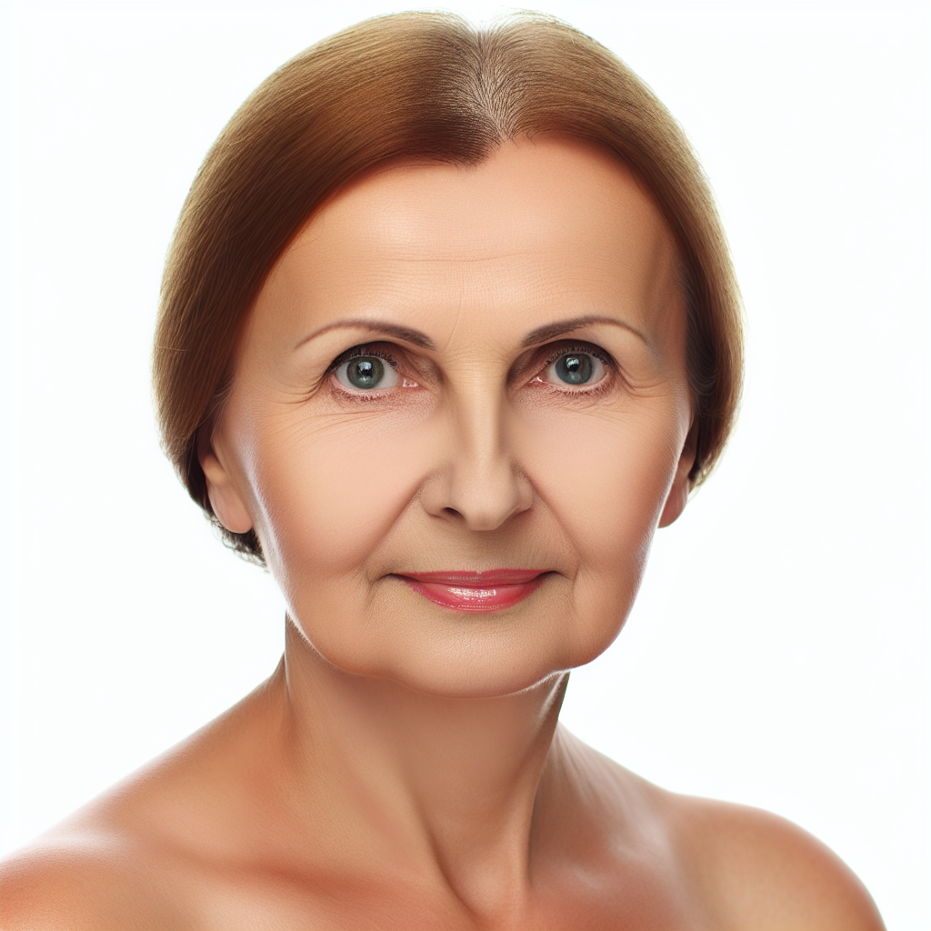 یک زن با پوست صاف و موهای کمتر.