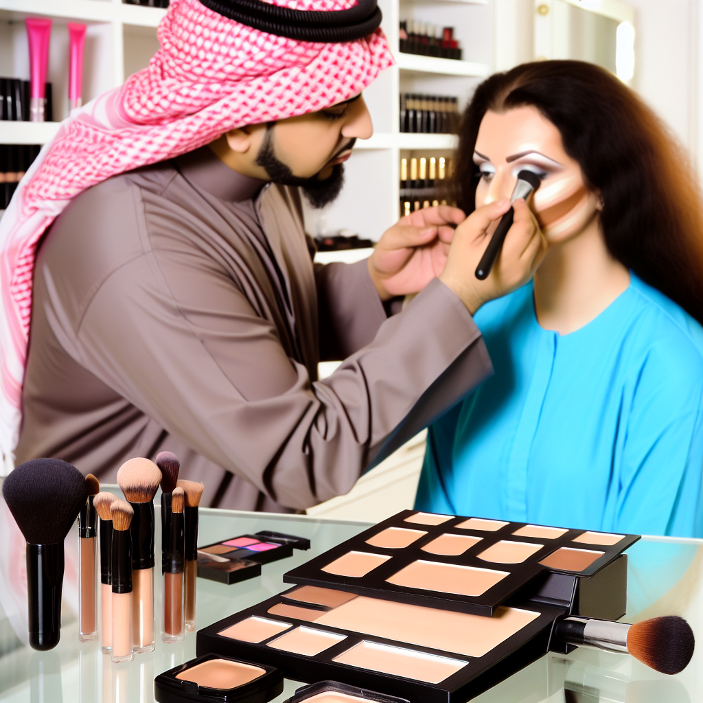 یک آرایشگر حرفه‌ای در حال کانتورینگ صورت اصفهانی.